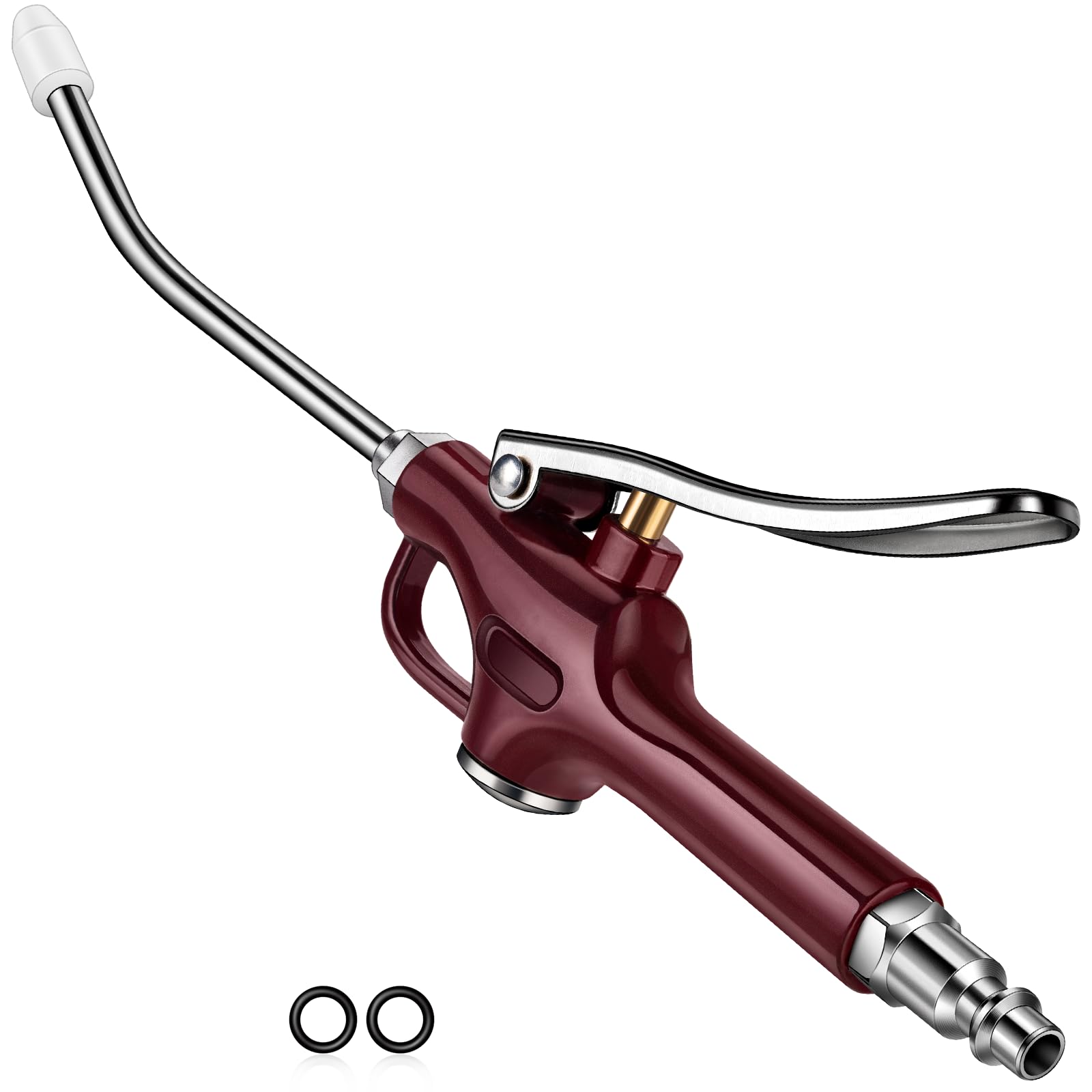 JASTIND Retro Red Air Blow Gun with Silicone Guard Air Nozzle, Stainless Steel Air Blower Gun with Angle Bent Jet Extension, Pneumatic Air Gun Dust Cleaning Tool for Air Compressor Accessories