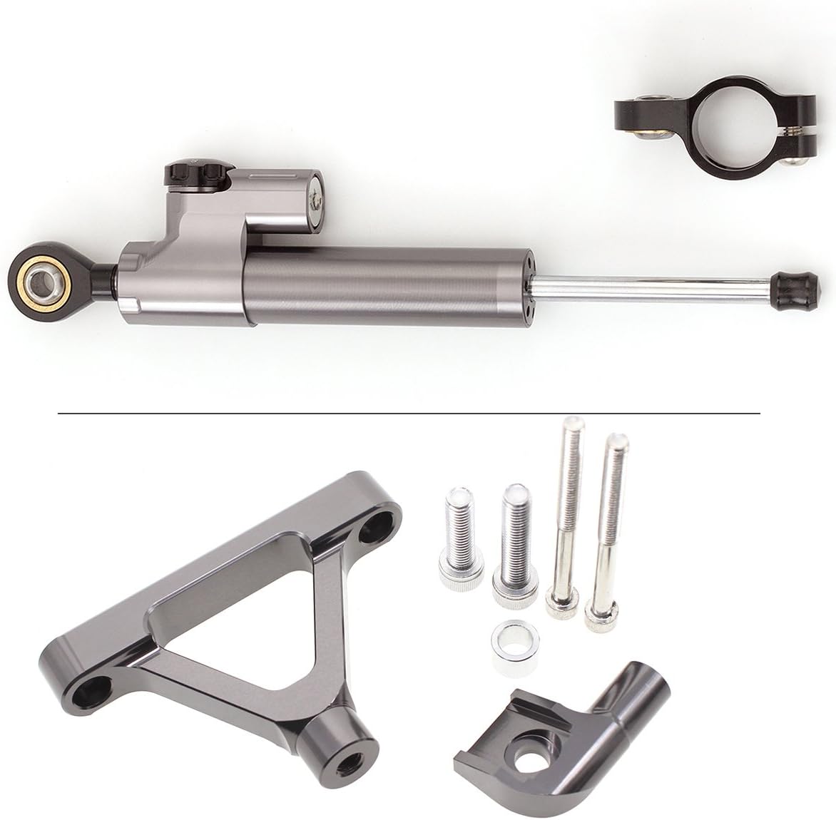 Fit For Ninja ZX-6 R ZX6R ZX 6R 2007-2008 / ZX10R ZX 10 R 2004-2005 CNC Motorcycle Steering Damper Stabilizer Buffer Control Bar with Mounting Bracket Support Kit Full Set