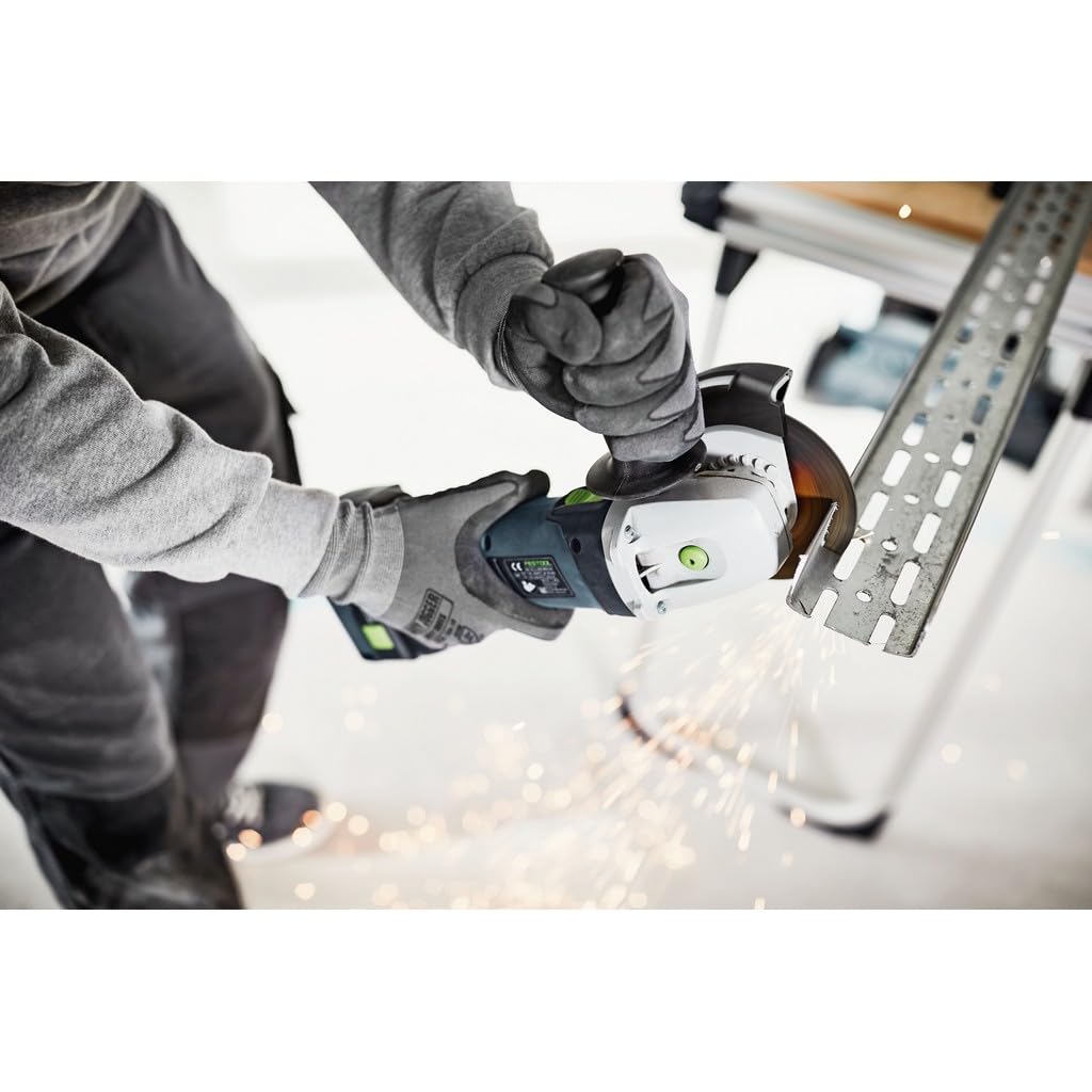 Festool Amoladora angular inalámbrica AGC 18-125 EB-Basic-5.0 – Motor EC-TEC sin escobillas, 4500 – 8500 rpm, a prueba de polvo, baja vibración, incluye batería de 5,0 Ah y Systainer