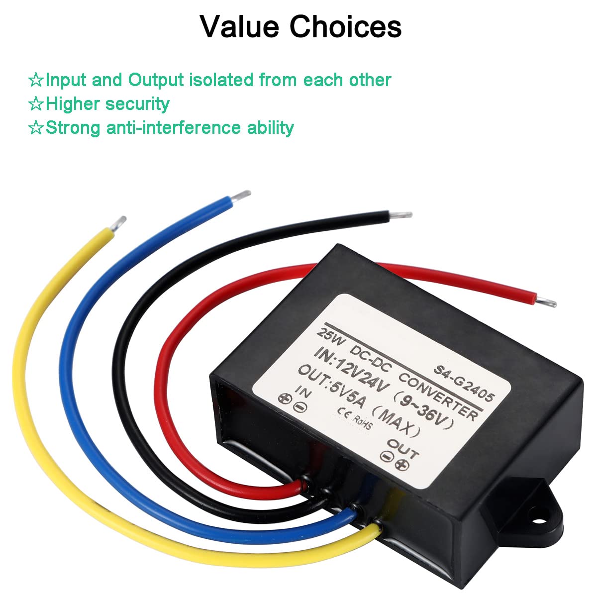 Convertisseur DC 24V Vers 12V 5A 60W – Abaisseur Étanche IP68 – Voiture, Camion, Solaire, Bateau – Protection Surcharge