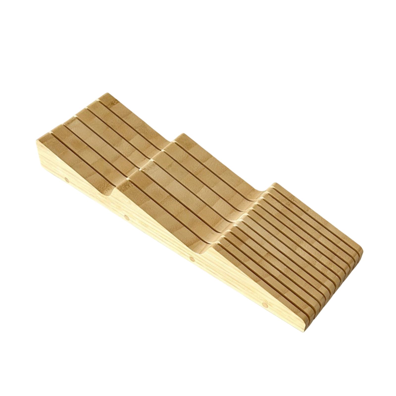 Besteck Schubladen Organizer Einsatz für die Küche zu Hause, Holz Aufbewahrungstablett mit mehreren Schlitzen, 43 x 14 x 5 cm, Aufräumen der Theke und ordentlichen Platzieren von Werkzeugen,