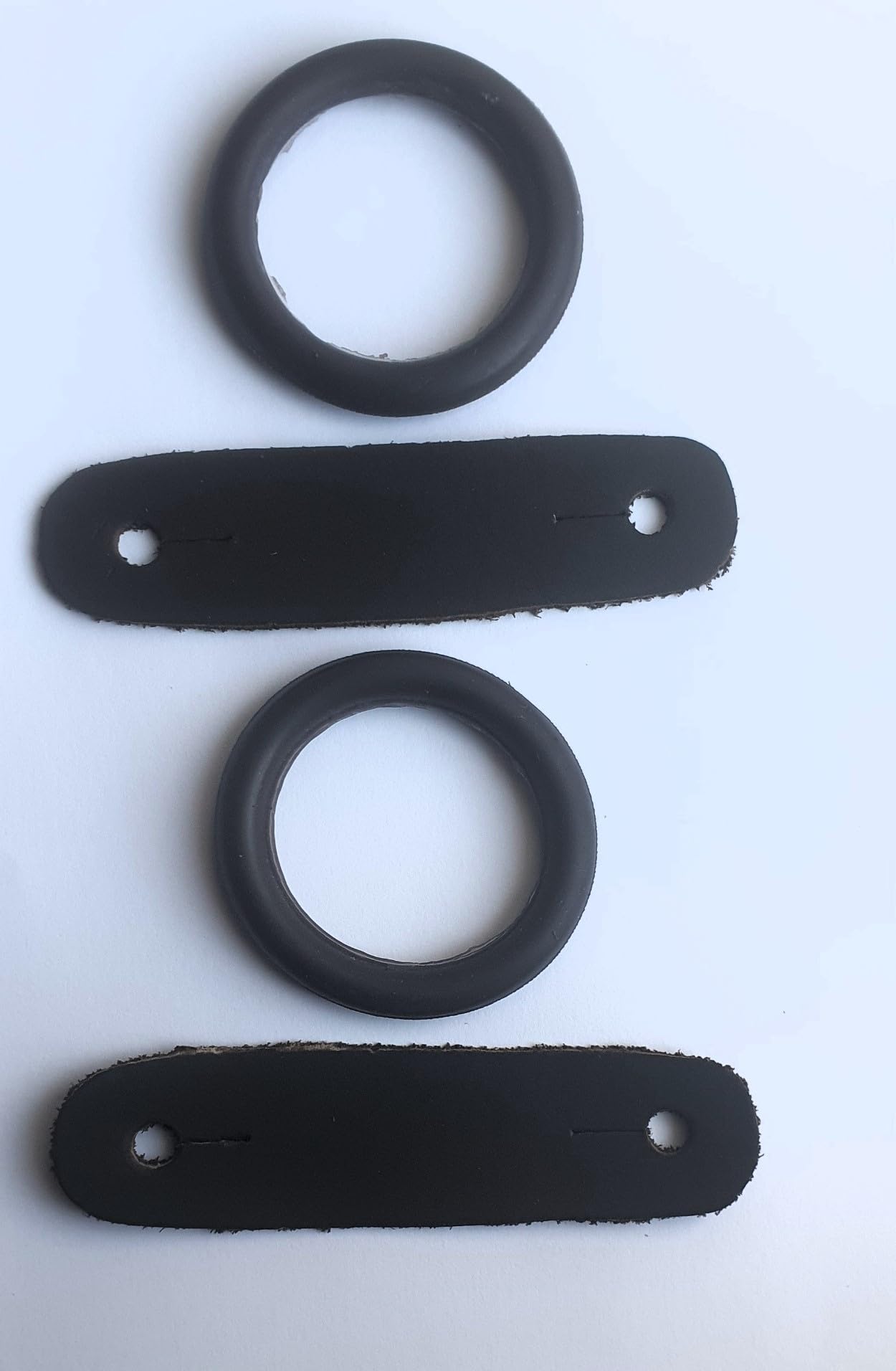 S-Products PEACOCK SAFETY IRONS STIRRUPS SPARE RUBBER RINGS & LEATHER CLIPS TABS REPLACEMENT 1 PAIR (Brown)