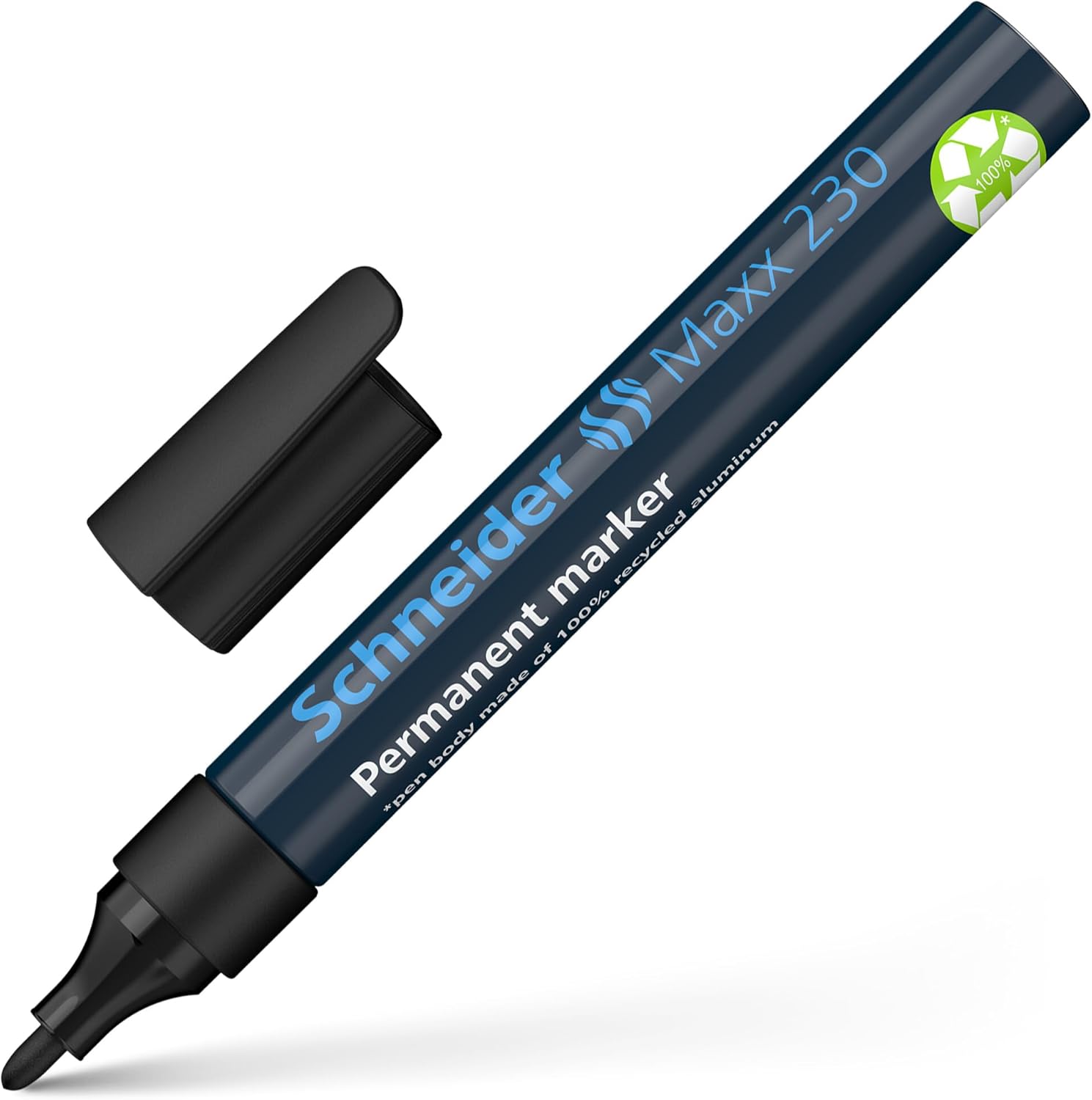 Schneider 230 Permanent Marker Pens 1-3 mm Refillable Aluminium Body Black Pack of 10