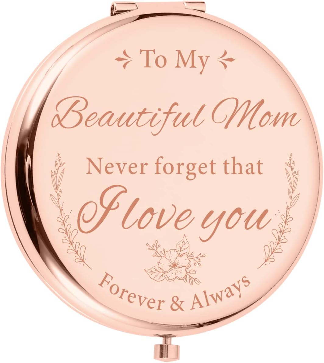 Trikalika Personalized Gifts for Mom Mothers Day Birthday Gifts for Mom from Daughter Son Compact Mirror for Women Mom Wedding Wife Mother of The Bride Gifts I Love You Mom Anniversary Present for Mom