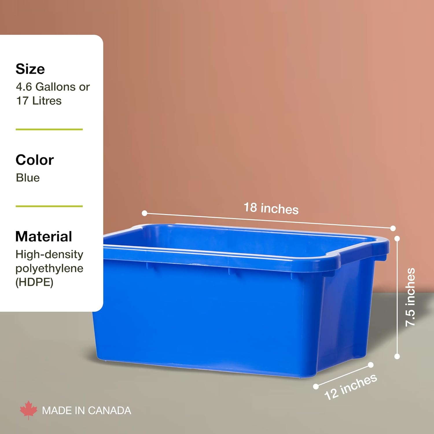 Nova Products 5 Gallon (18L) Recycling Bin Durable Plastic Waste Basket | Space-Saving Trash Can for Office, Kitchen, Garage & Home | Indoor & Outdoor Use