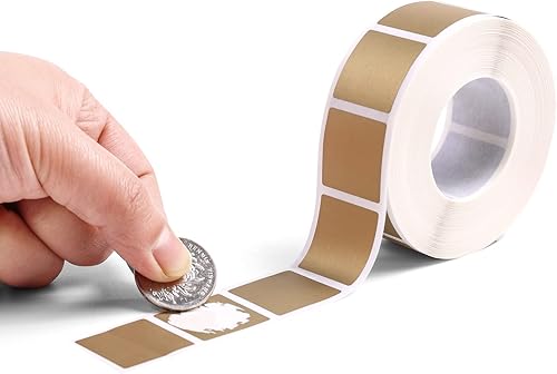 Qrikko Etiqueta autoadhesiva para rascar, tarjeta de rascar dorada de 1 pulgada cuadrada (1000)