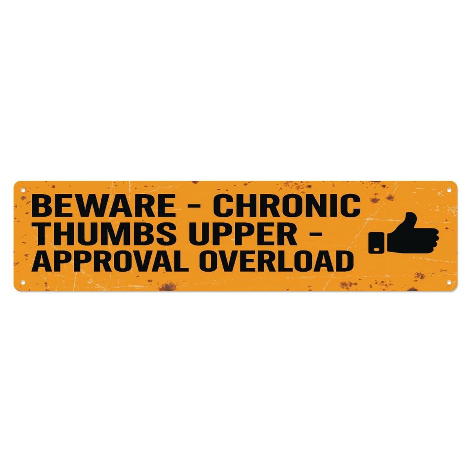 Fqcyn Style Metal Tin Sign Vintage Funny Beware Chronic Thumbs Upper Warning