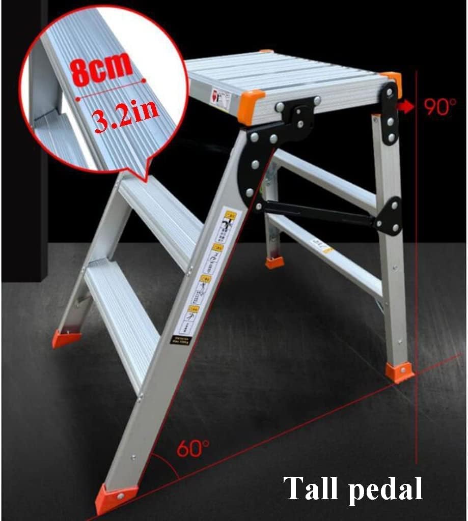 Step Ladder Platform Ladder Mobile Wide Pedal One Button Folding Ladder Portable Home Daily Step Ladders Folding Ladder Telescopic Ladder(Size:51cm)