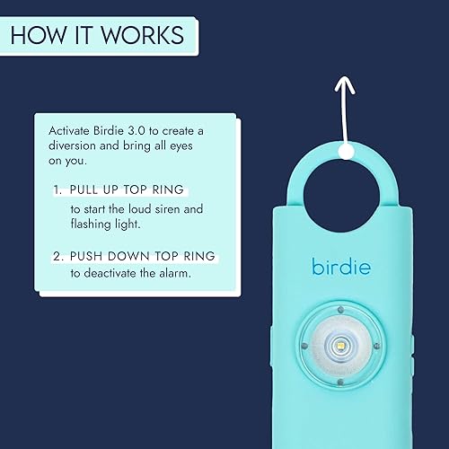 Miniatura 3 de She's Birdie - La alarma de seguridad personal original para mujeres - Sirena fuerte, luz estroboscópica y llavero para defensa personal -
