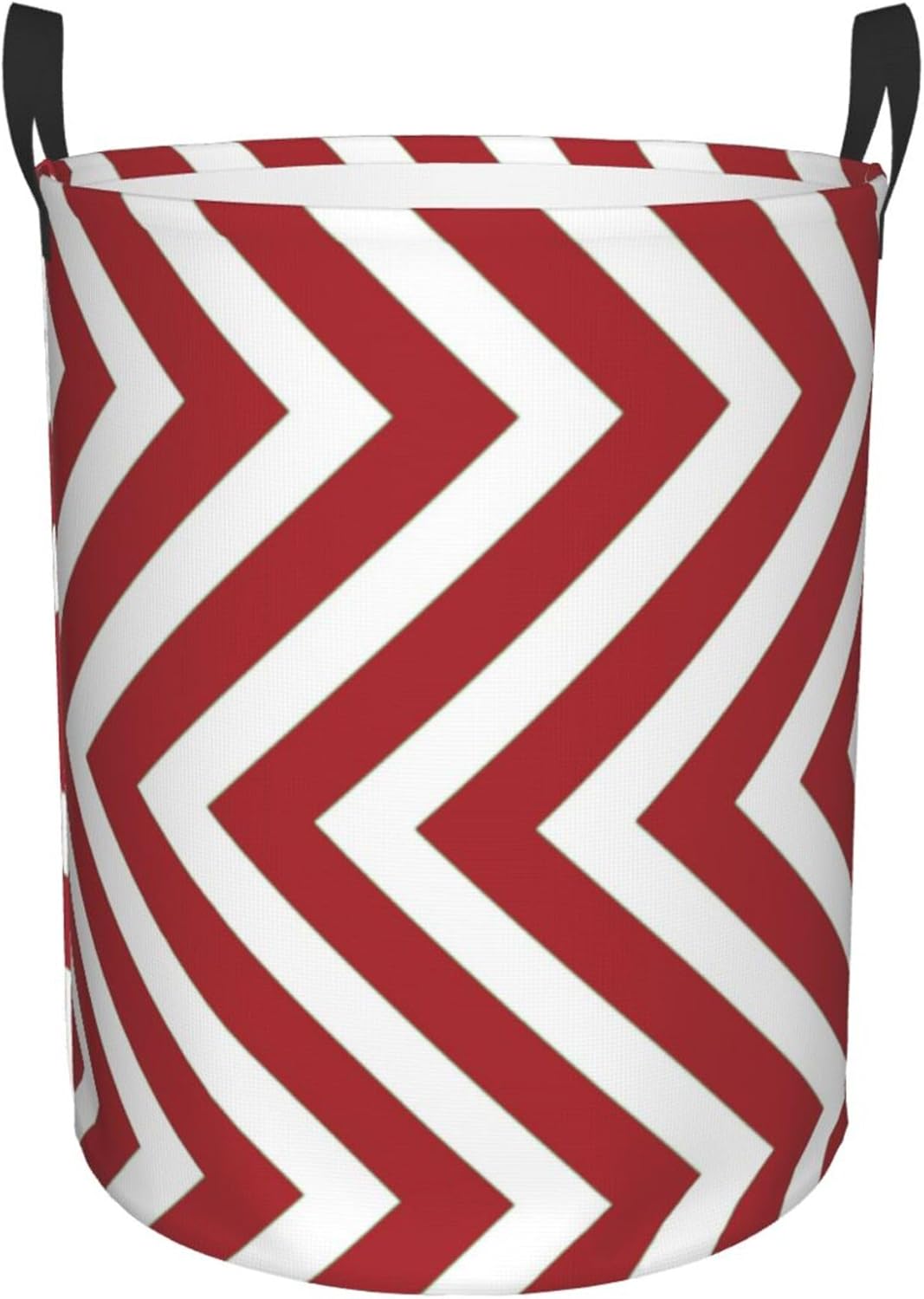Large Laundry Basket, Modern Red Zigzag Pattern Laundry Hamper Bag Collapsible Washing Bin With Handles for College Dorm, Family Essentials Storage