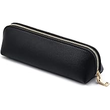 Pencil Case, Pure Color Pencil Pouch Stationery Pen Bag Storage Pouch with Zipper, Black