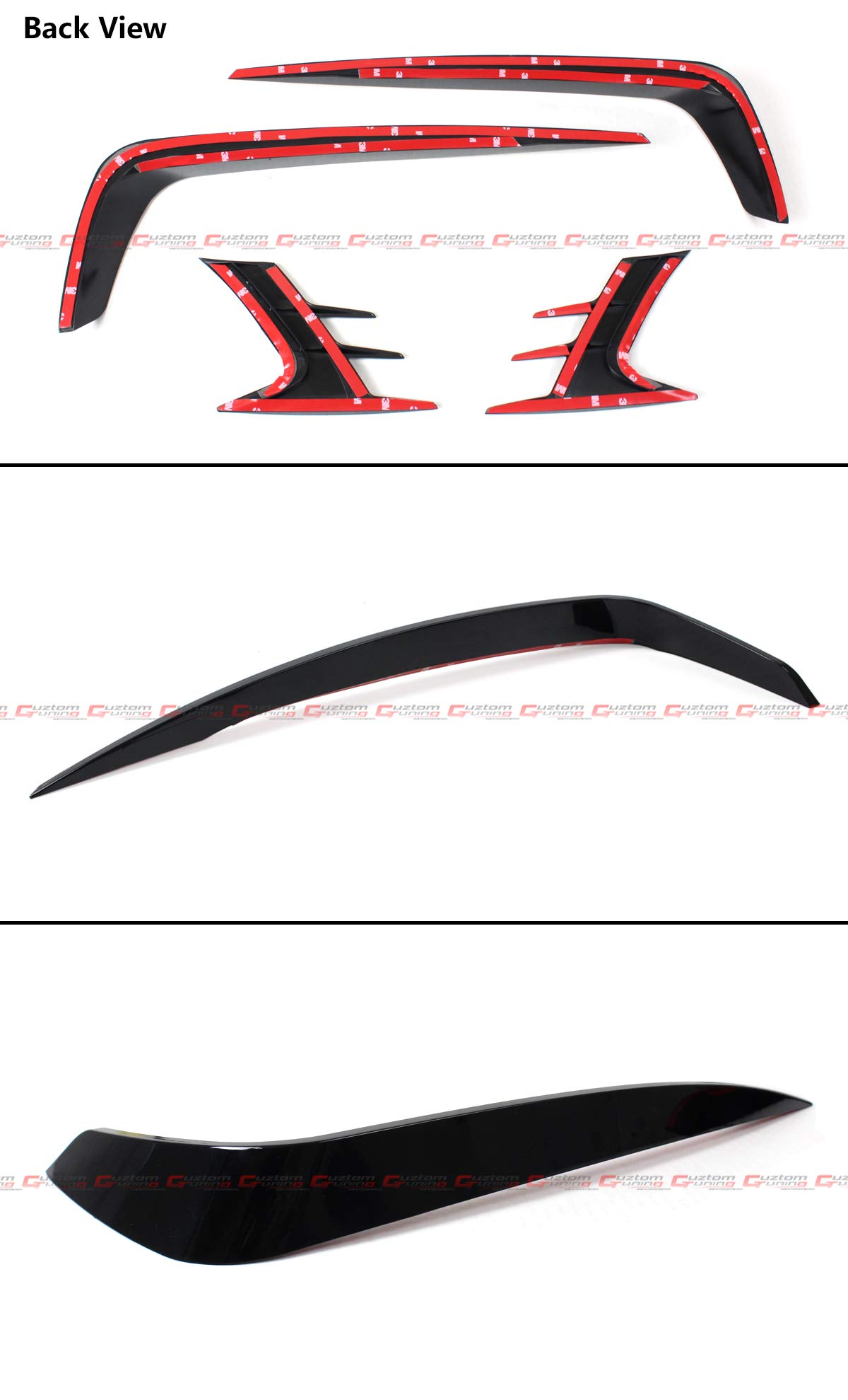 Akasaka Glossy Black Front Bumper Fog Light Lapm Cover Trim Garnish Kit Compatible with 2018-2020 Honda Accord Model