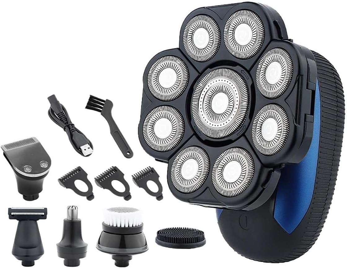 Head Shaver for Men, 6 in 1 Floating Head Shaver for Bald Men Waterproof Electric Razor for Men with Nose Hair Trimmer Wet/Dry Grooming Shaving Machines