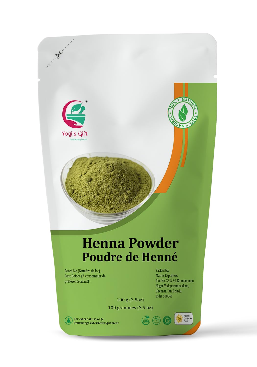 Yogi's Gift Organic Henna Powder | 100% Natural Henna hair dye