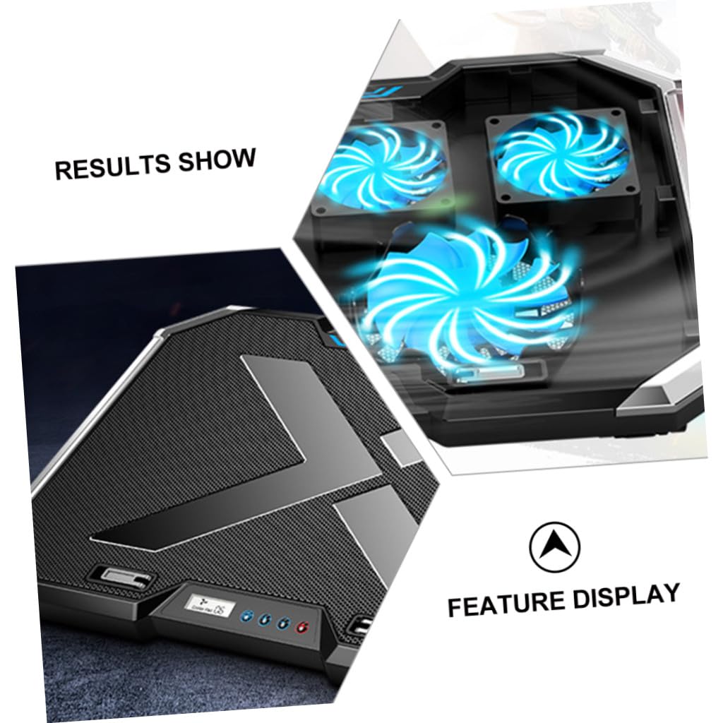 BESTonZON Refroidisseur en Ordinateur Support de Portable Jeu Ventilé Alliage Noir, Réglage 7 Angles et Commande Tactile LCD Meilleure Dissipation