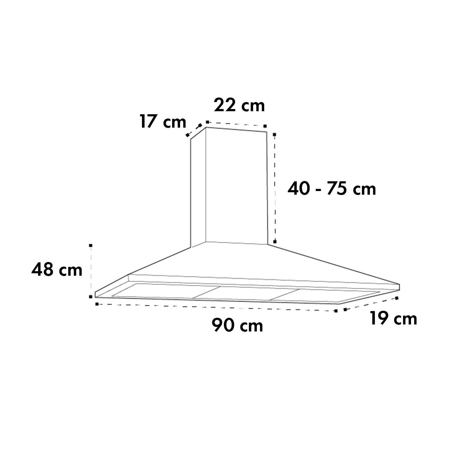 Klarstein Zugspitze 90 Campana extractora - Extractor de pared, Extractor de humos, 65 W, Absorción de 310m³/h, Ventilación y absorción, Iluminación LED de la cocina, Filtro de grasa, Negro
