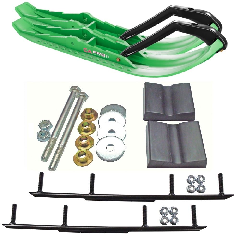 C&A Pro Green TMX Snowmobile Skis w/ 10