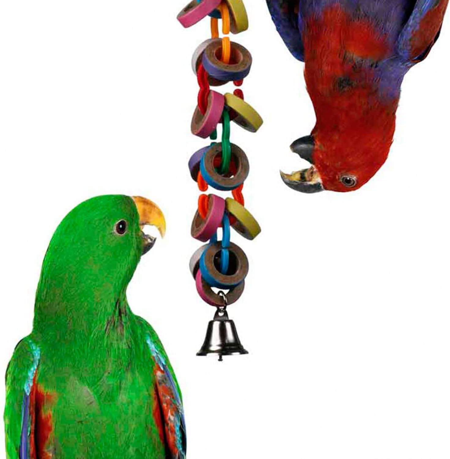 SB626 Hoopla Bird Toy - Colorful Bagel Rings - Improves Chewing Behavior & Auditory Senses - Ringnecks Medium Conures Quakers - Bird Toy for Medium to Large Birds - 15" x 2.5"