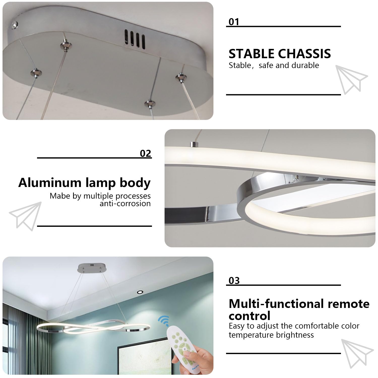 Lámpara de Araña Moderna, Lámpara Colgante LED Moderna para Lámpara de Isla de Cocina Sobre Mesa, Lámparas de Araña Modernas Regulables para Comedor, Artefacto de Iluminación con Control Remoto