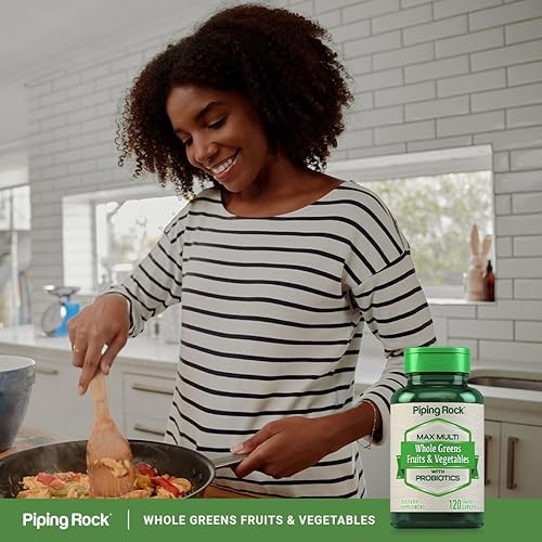 Miniatura 6 de Piping Rock Suplemento de frutas y verduras | 120 cápsulas | Mezcla de frutas y verduras con probióticos | Max Multi Vitamina | Sin OMG, sin gluten