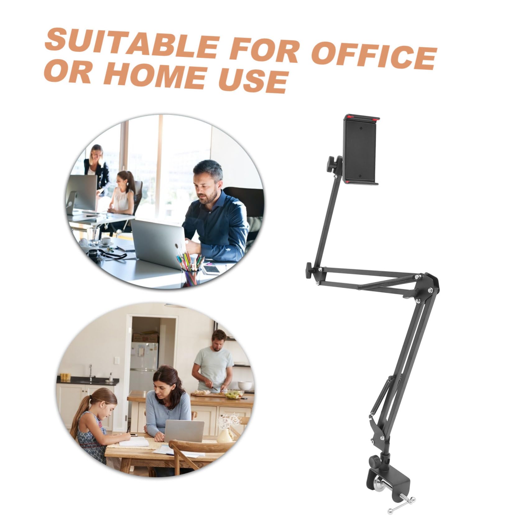 SOLUSTRE Metall schwenkarm Tablet Ständer Gelenke Drehbar Desktop Handyhalterung Klappbar Schwarz Universeller Halter für Smartphone und Tablet Stabiler Telefon Pad Halter für Schreibtisch