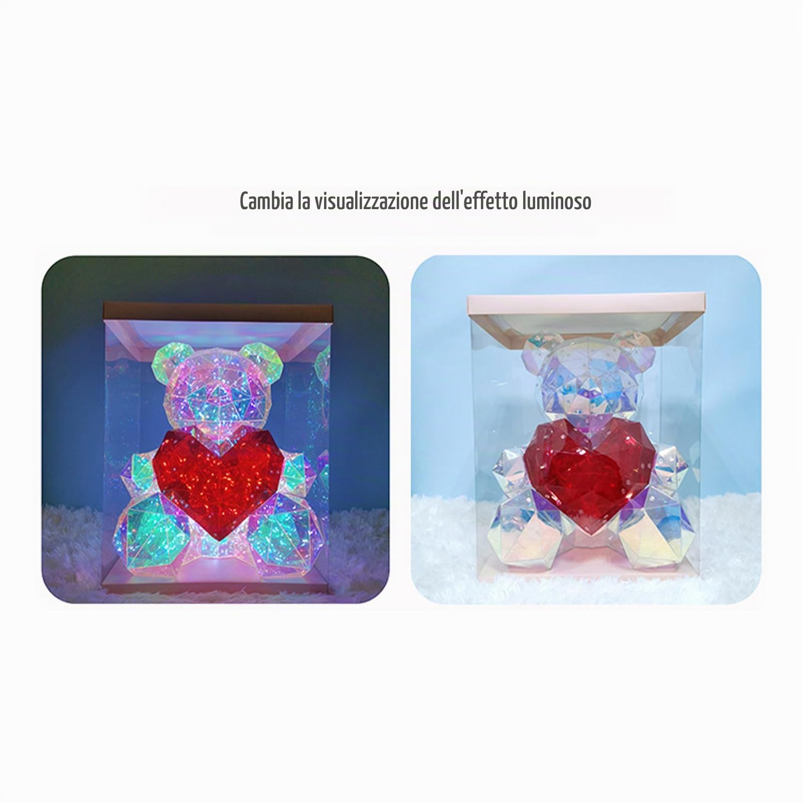 Maciun Orso illuminato, Orso LED che tiene un cuore rosso | Lampada da tavolo per Natale, compleanno e San Valentino per fidanzata, amante e bambini