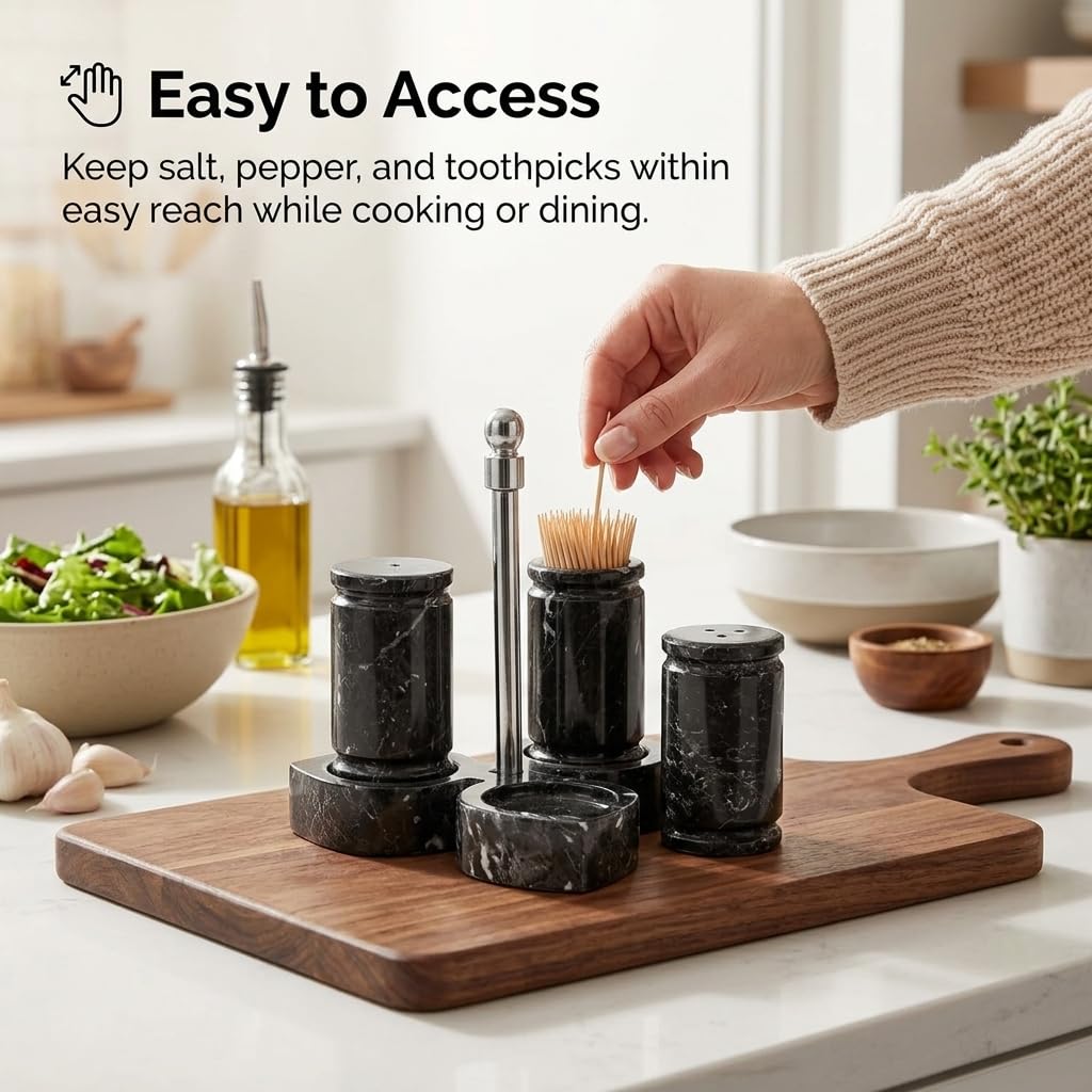 Marble Salt & Pepper Shakers Set of 3 -4 Marble Salt & Pepper Shakers Set of 3 -4