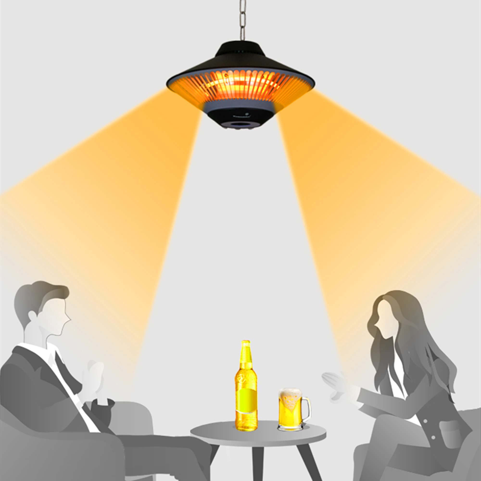 Wiszący grzejnik elektryczny, grzejnik tarasowy 1500 W, wodoodporny, szybko nagrzewający się przenośny parasol lampa grzewcza do wewnątrz/na zewnątrz little surprise