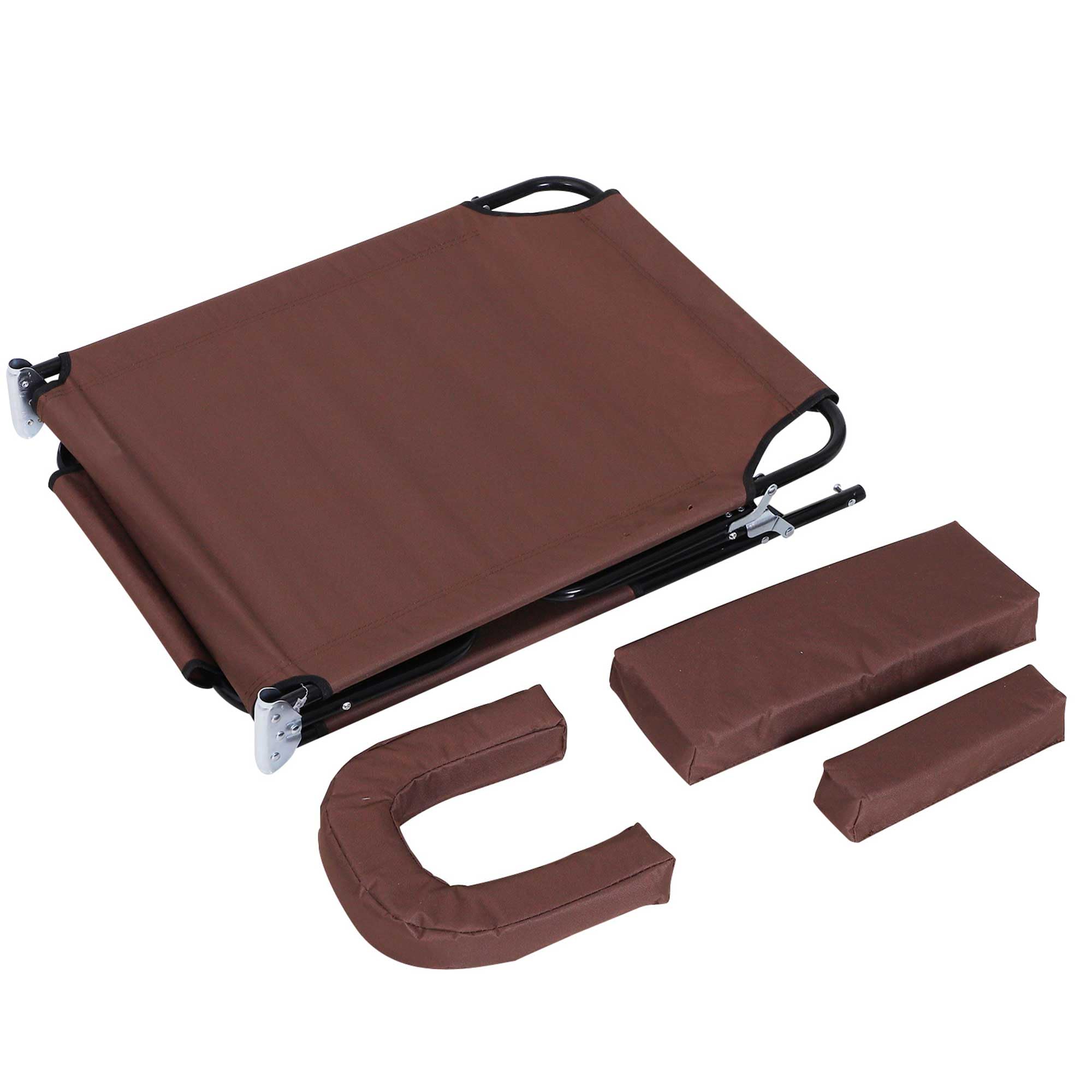 Outsunny Bain de Soleil Pliable transat inclinable 4 Positions Chaise Longue 3 Coussins fournis Marron