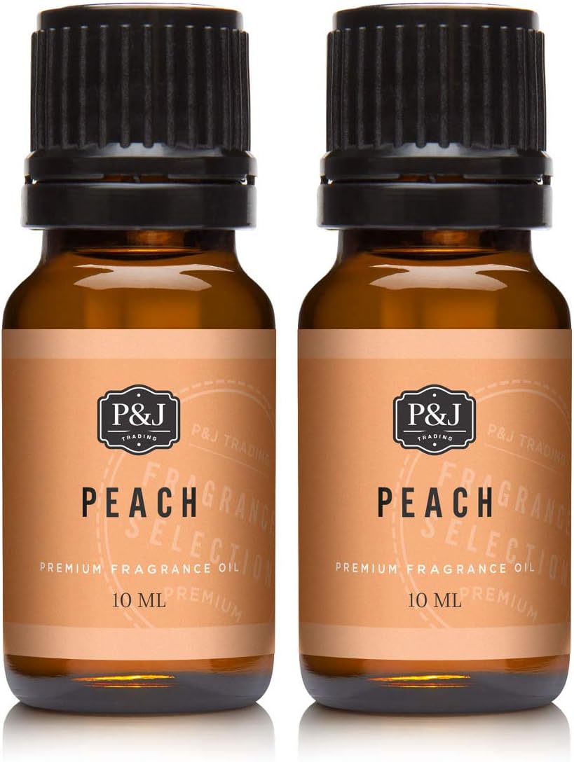P&J Fragrance Oil | Peach Oil 10ml 2pk - Candle Scents for Candle Making, Freshie Scents, Soap Making Supplies, Diffuser Oil Scents