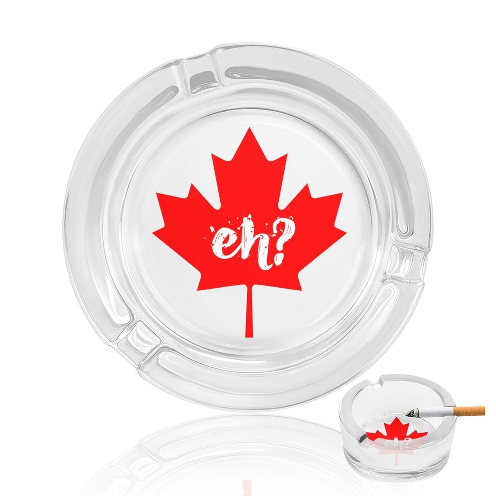 Nclqvjxzkhw Style Eh Canada Maple Glass Ashtray Round Ash Tray Smoking Trays For Home Garden Outdoor
