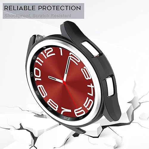 Miniatura 2 de Paquete de 2 Funda para Galaxy Watch 6 de 1.772 pulgadas, policarbonato duro ultrafino, cubierta protectora resistente al agua, protector de