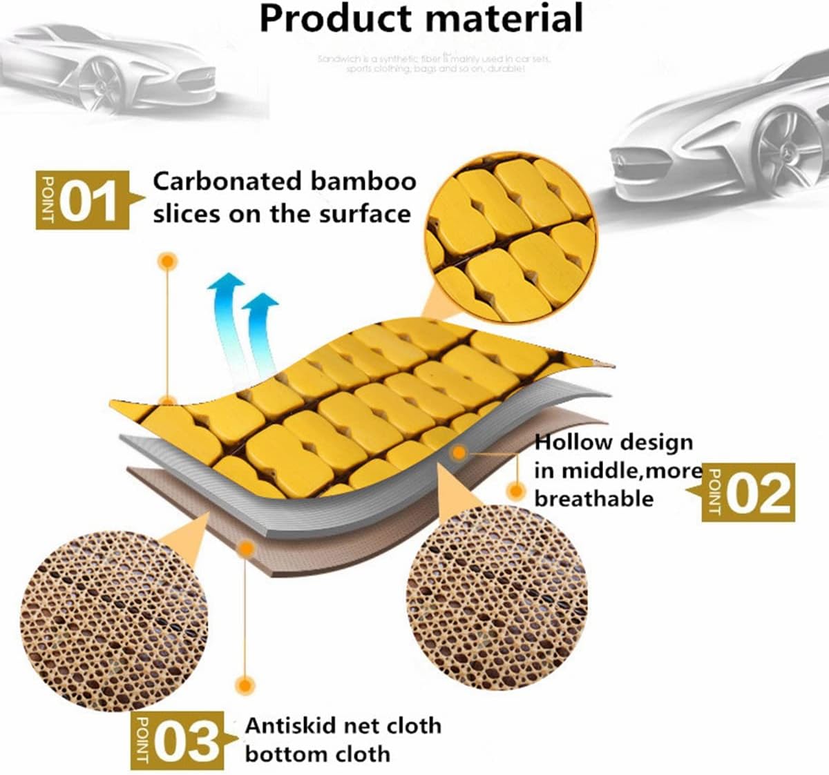Bamboo Slice Car Seat Cushion, Breathable Front Seat Cover, Summer Car Seat Mat, Wooden Car Seat Mat