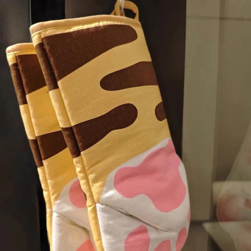 Guanti da forno in cotone spesso, a forma di gatto e zampa di gatto, resistenti al calore, ideali per grigliare, guanti da cucina, adatti a forno e forno a microonde, utensili da cucina, 1 paio