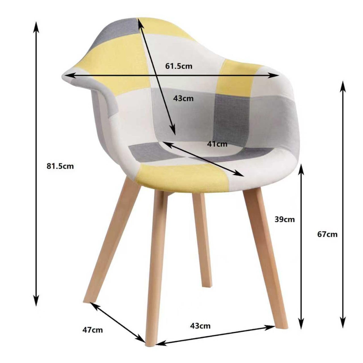 Sedia in Legno di Faggio e PP in Stile Patchwork Cucita a Mano