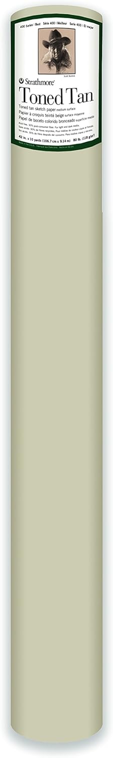 Strathmore 400 Series Toned Sketch Roll, 80 lb. Paper, 42 inch X 10 Yard Roll, Tan (413-42)