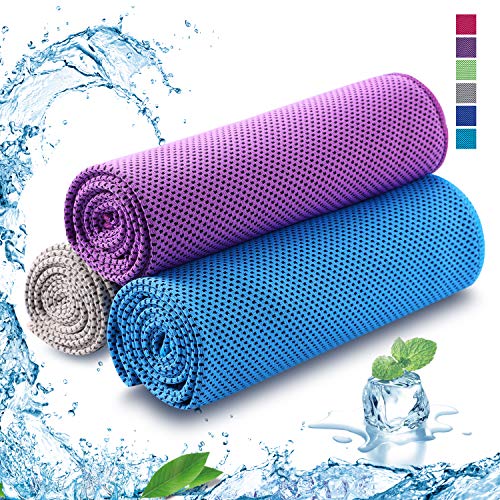 Toallas refrigerantes de toalla, toalla fría, toalla, juego de toallas de bambú, toalla de microfibra, toalla de playa, gimnasio, 100 x 30 cm, Azul, púrpura, gris., 100x30cm
