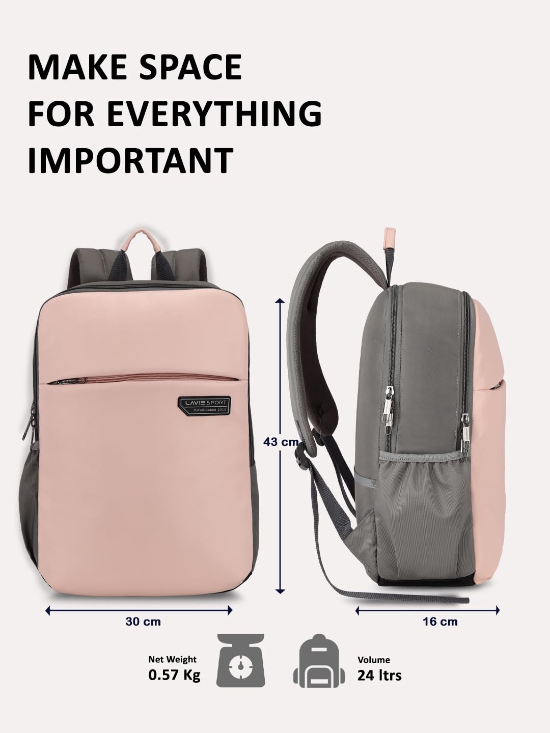 Lavie Sport Chairman 24 Litres Backpack with Padded Laptop Sleeve | Fits upto 14" Laptop | Polyster Business Backpack for Men & Women | Durable Office Bag | Upto 14 inch Notebook/MacBook Compatible 24 6165e4+kTiL. SL1440