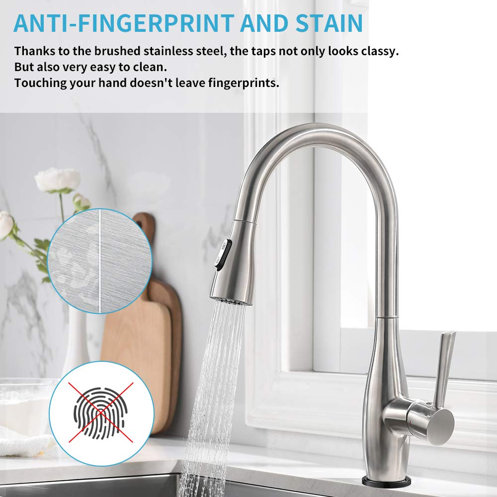 CREA Touch Sensor Kitchen Tap, Pull Out Kitchen Mixer Tap with Dual