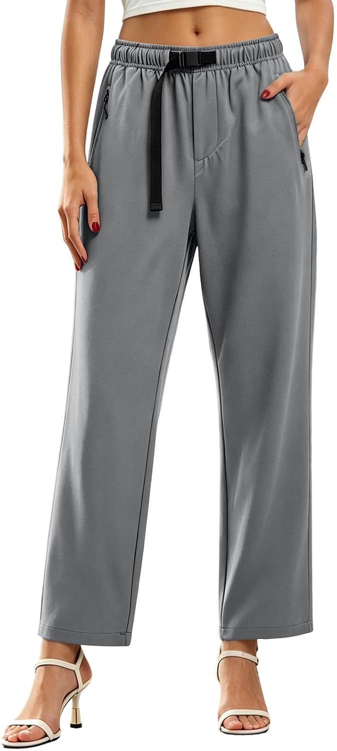 Women's Drawstring Pants Elastic High Waist Straight Leg Loose Fit Jogger with Pockets Outdoor Travel Casual Pant