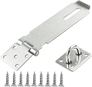 Door Padlock Hasp, 5 Inch Stainless Steel Padlock Hasp and Staple Shed Lock Hasp Shed Door Heavy Duty Gate Lock Security Hasp and Staple for Door Window Cabinet Pet Cage Crate?Silver