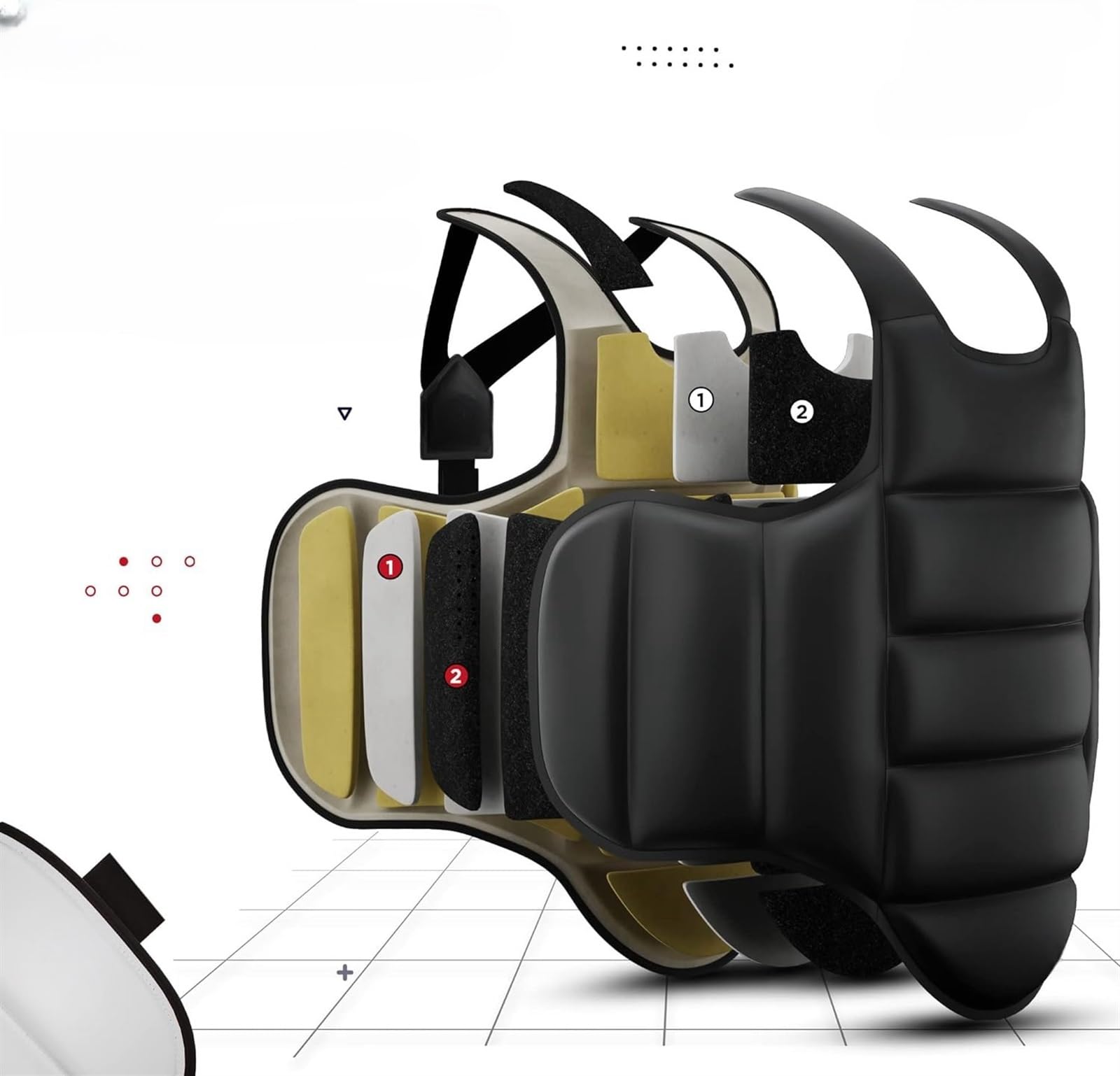 THE WHITE SHOPBoxing Body Protector Reversible, Kickboxing Muay Thai Chest Guard, Sparring Training Heavy Punching, Adjustable Shield, Martial Arts Upper Belly Protection Pad, Taekwondo Vest (Color