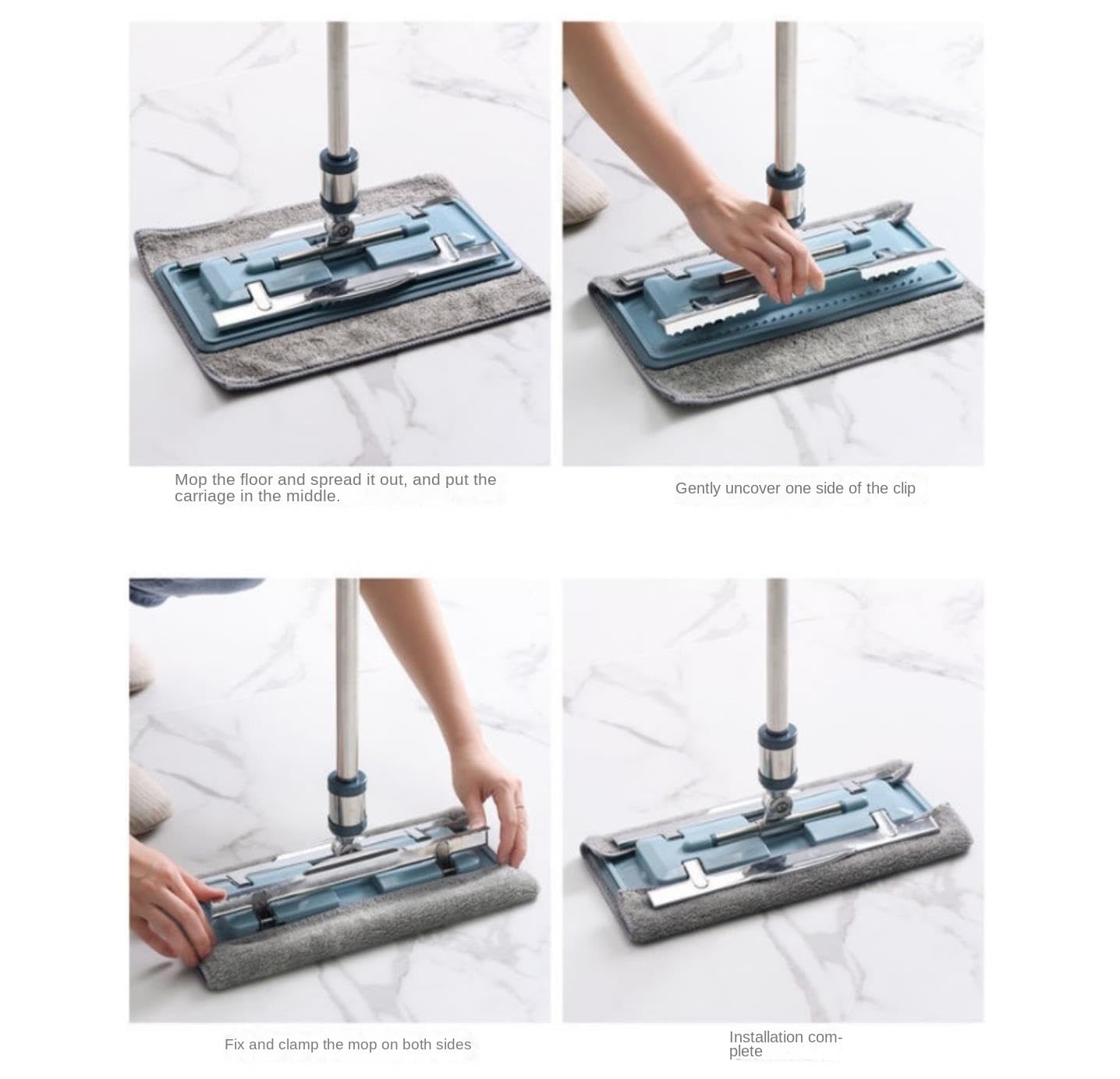 Fregona Fregona para Limpieza De Suelos Baldosas Laminadas Madera Dura con Mango Telescópico Acero Inoxidable Limpieza Suelo