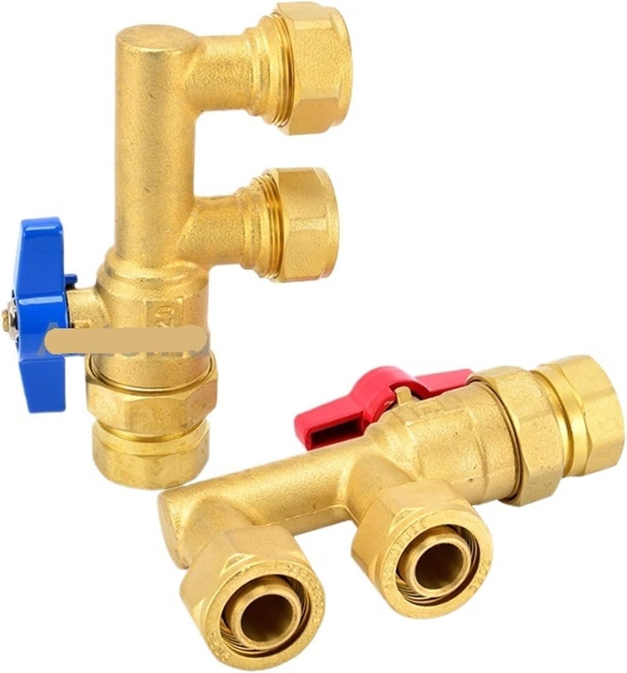 1 Pcs Three-Way Brass Ball Valve F Type Double Head Manifold 1620 2025 G1"" G3/4"" Suitable for Water, Oil and Natural Gas(Size:1620 G3-4 Female Blu)