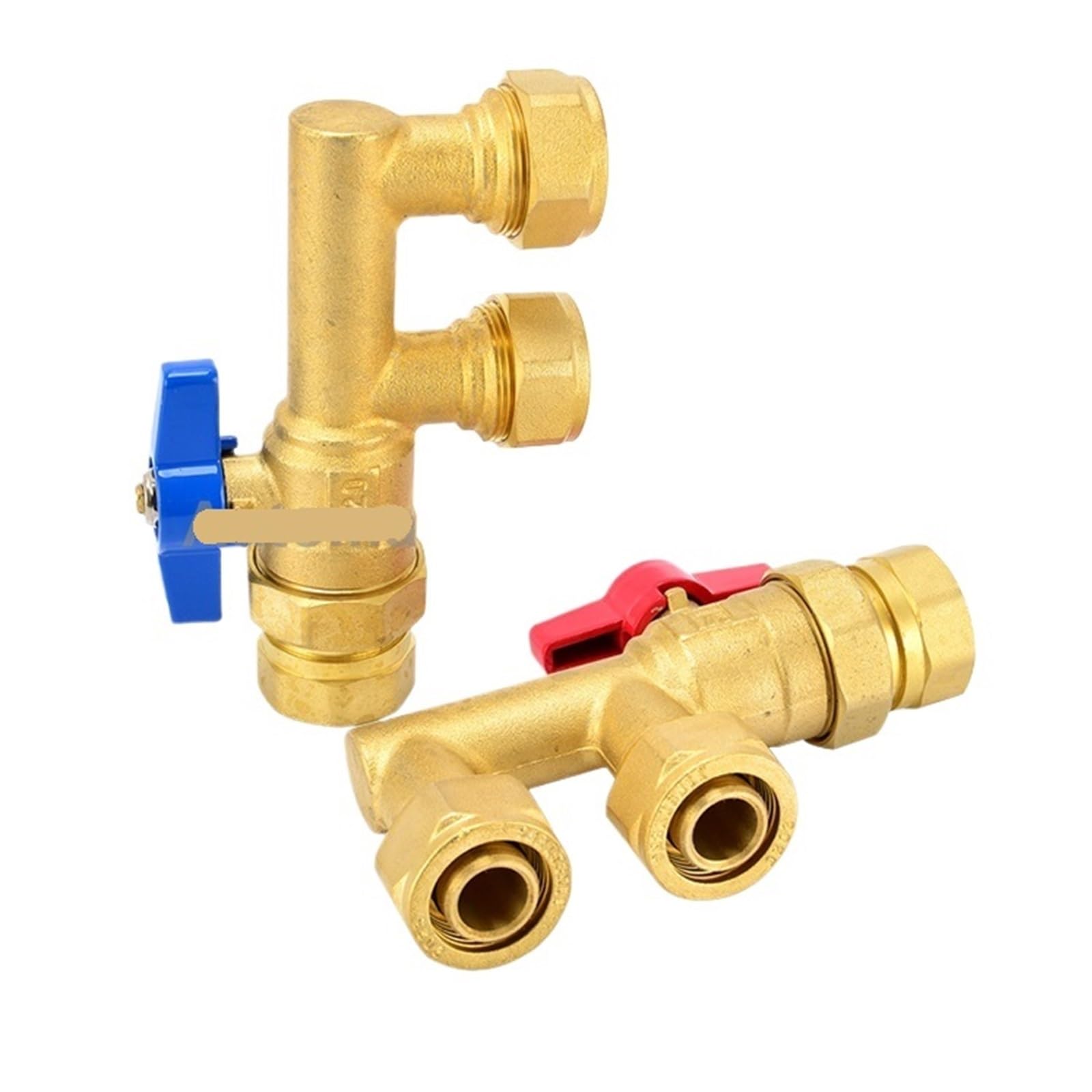 1 Uds válvula de bola de latón de tres vías tipo F colector de doble cabeza 1620 2025 G1 "G3/4" adecuado for agua, petróleo y Gas Natural(1620 G1 Male Red)