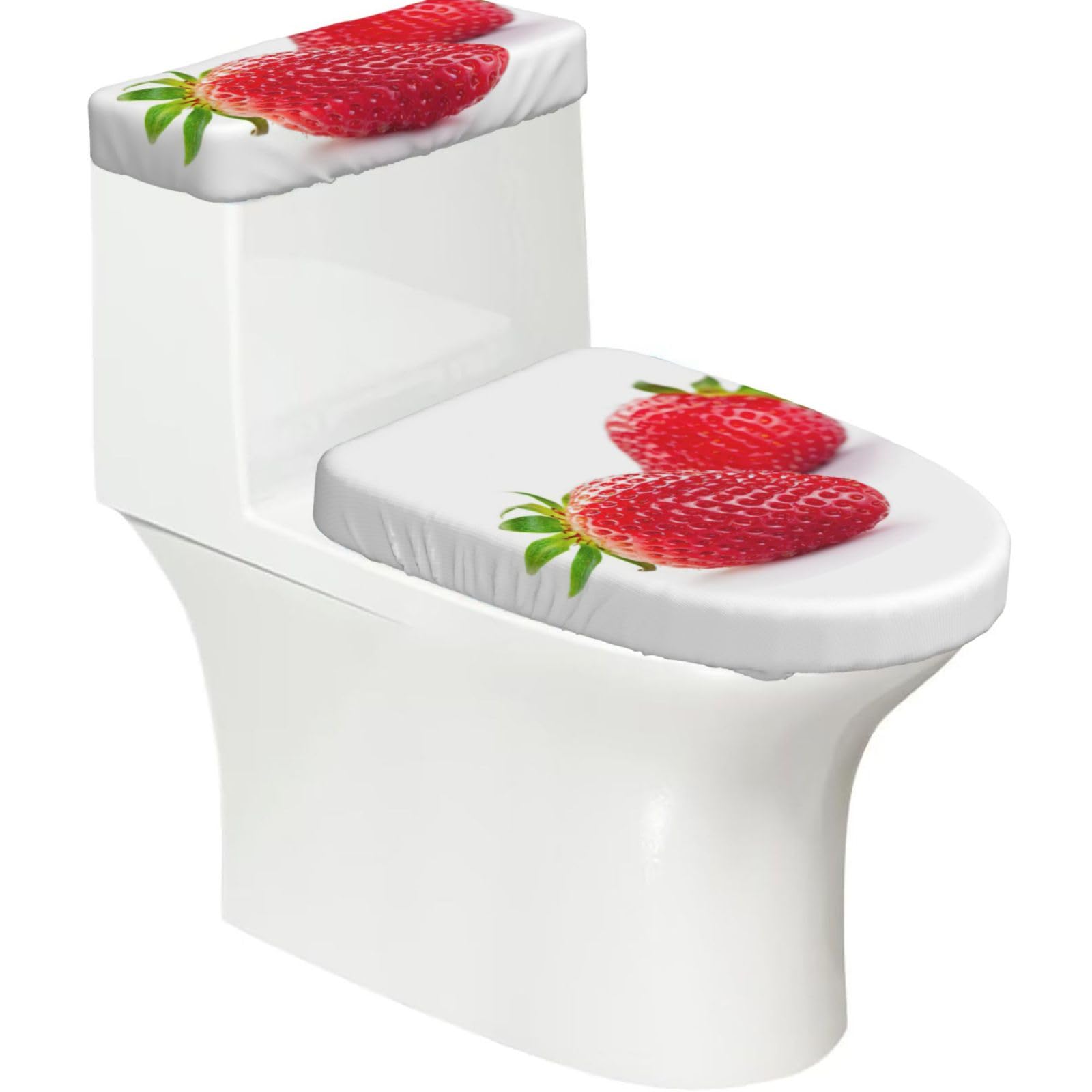 Strawberry Print Toilet Seat Lid And Tank Covers Universal Fit Smooth Seat Cushion Easy To Clean For Home Hotel