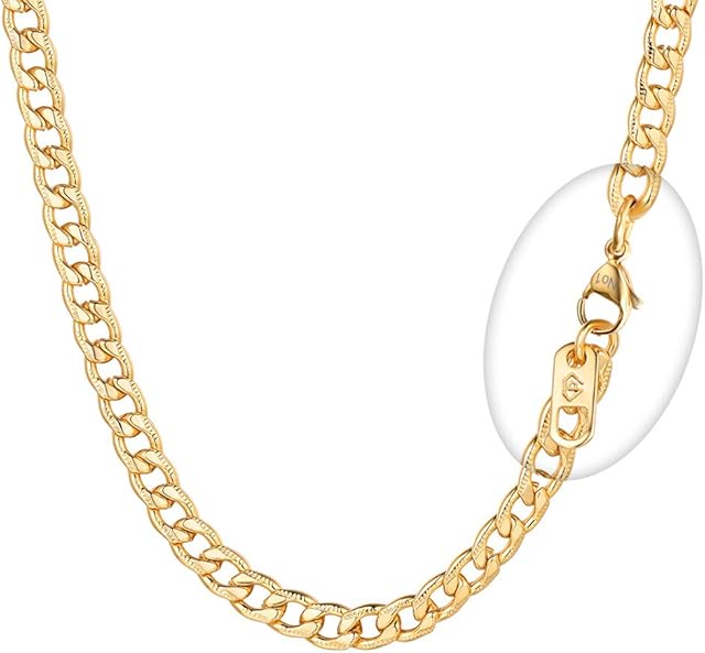 PROSTEEL Engraved Available, Men 5/6.5/7/8MM Curb Cuban Chain Necklace, 18" 20" 22" 24" 26" 28" 30"- Gold Plated/316L Stainless Steel(Send Gift Box)