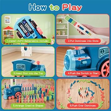 220Pcs Domino Train Toy for Kids 4-8, Automatic Montessori Dominos STEM Set | Automatically Lays Dominoes, Chain-Reaction Games, Domino Machine Building Blocks Set, Birthday Gifts for Autistic Boys 3-8