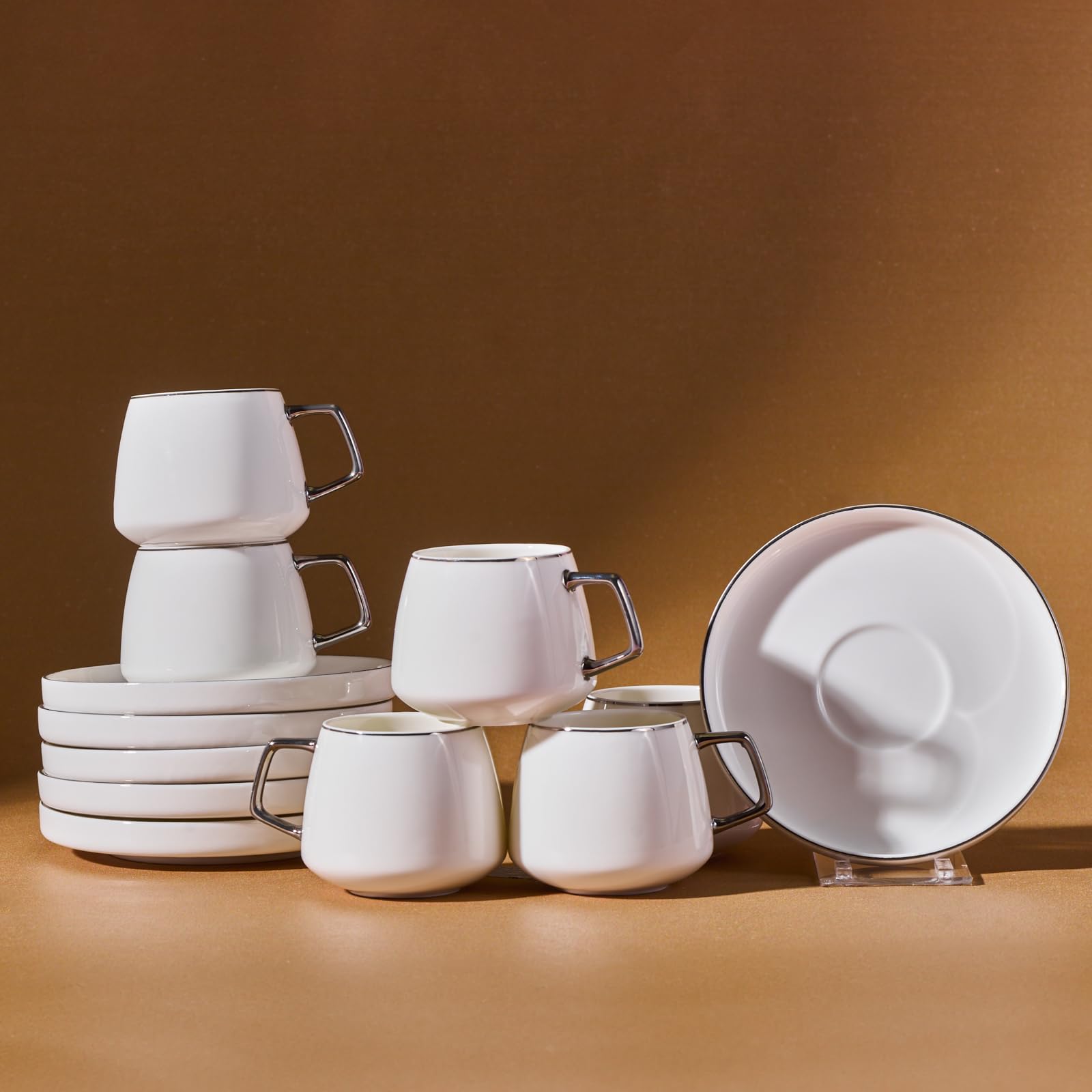 Amazon.com | KARACA Saturn Platin Turkish Coffee Cup Set of 6, (12