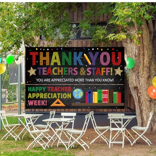 Banner de fundo da semana de apreciação do professor, decorações de sala de aula, faixa de agradecim